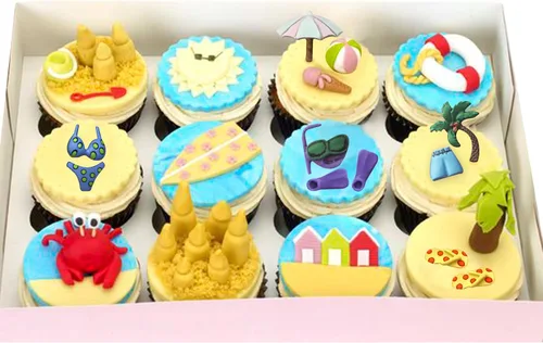 Miniatura 3 de Funshowcase Summer Beach Holiday Fondant - Molde de silicona para decoración de cupcakes, arcilla polimérica para manualidades, 4