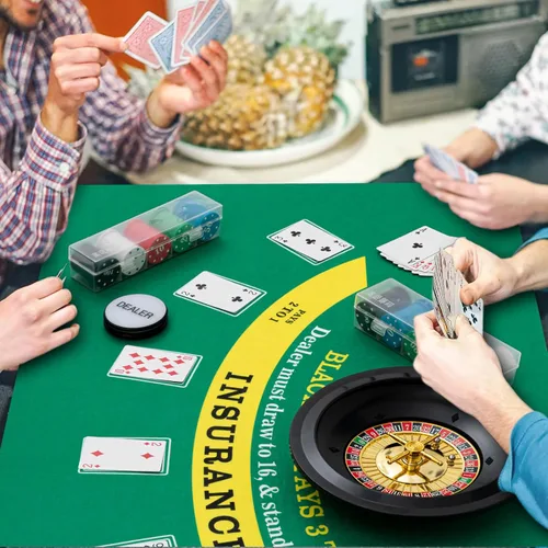 Miniatura 5 de Lunmon El juego de ruedas de ruleta incluye rueda de ruleta de 10 pulgadas, fieltro de doble cara, 200 fichas, rastrillo de chips, marcador Verde