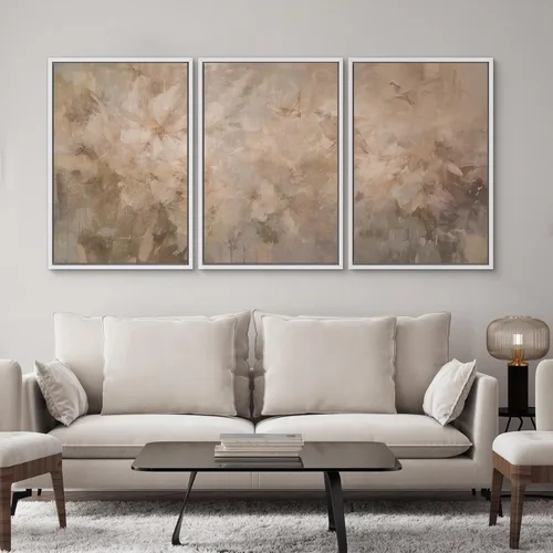 Miniatura 81 de SIGNWIN Lienzo enmarcado para pared, arte con pinceladas de flujo neutro en tonos beige abstractos, ilustraciones, arte moderno, decorativo