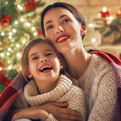 Miniatura 3 de Juego de 20 pares de aretes de Navidad para mujer, campanas de árbol de Navidad, lazos de copo de nieve, aretes de tuerca de Navidad para niñas