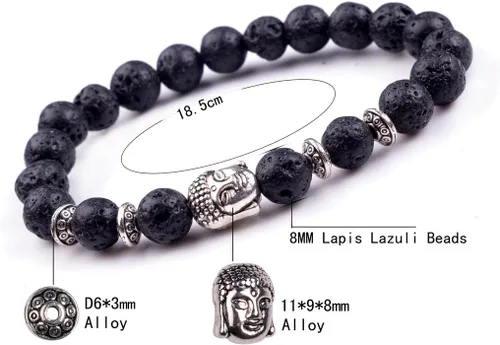 Miniatura 3 de Joya brazalete con gemas redondas de 8 mm, brazalete para los chacras, regalo de cumpleaños