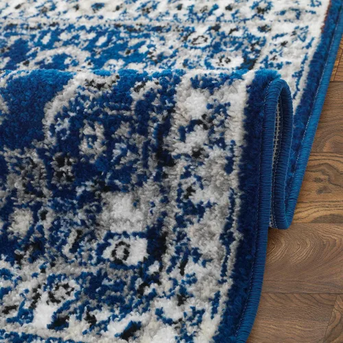 Miniatura 7 de Antep Rugs - Alfombra oriental tradicional de 2 x 3 con medallón para interiores Siesta (azul marino, 2 pies x 3 pies)