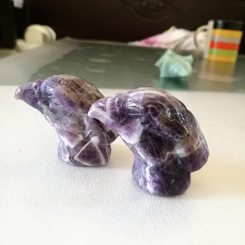 Miniatura 4 de Estatua de cristal curativo de obsidiana negra natural, estatua de águila guardiana de oración, 2 pulgadas, tallada en bolsillo, figuras de piedra