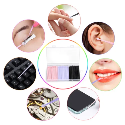Miniatura 4 de 400 piezas de microcepillos aplicadores, JASSINS Microswabs para extensiones de pestañas, hisopo desechable de precisión de 0.079 pulgadas
