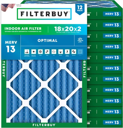 Miniatura 24 de Filterbuy Filtro de aire de 8 x 14 x 1 pulgadas MERV 13 de defensa óptima (paquete de 12), filtros de aire de repuesto plisados HVAC para calderas