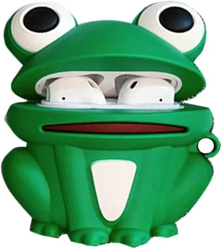Linda funda para Airpods 3rd 2021, silicona rana oso panda divertido animal suave cubierta de goma con llavero antipérdida (rana)