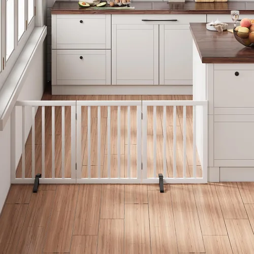 Miniatura 25 de Puerta plegable negra para mascotas de 18-55 pulgadas para escaleras y puertas, valla de puerta para cachorros