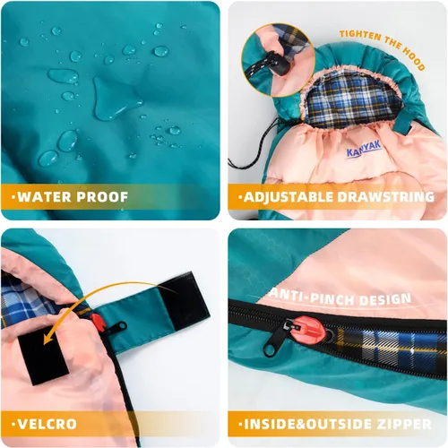 Miniatura 3 de Saco de dormir de campamento, sacos de dormir de 32 ℉ para adultos, niños, adolescentes, clima frío, cálido saco de dormir de invierno para 3-4