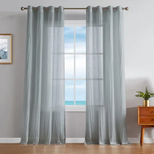 Miniatura 10 de Nautica - Cordelia - Cortina transparente aplastada Cortinas para ventana Cortinas ligeras Juego de 2 paneles Transparente Cabecera