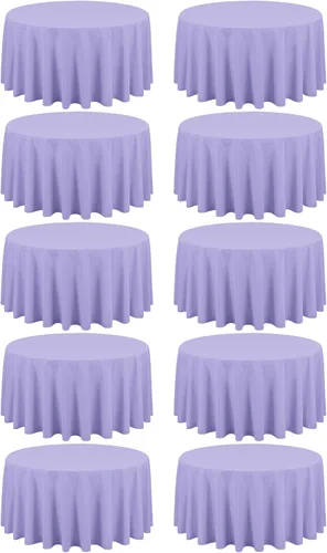 Miniatura 204 de Paquete de 10 manteles de poliéster de 60 x 102 pulgadas, manteles de poliéster beige para mesas rectangulares de 6 pies, resistentes a las manchas