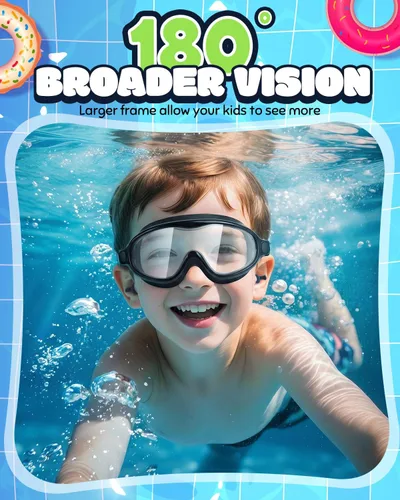 Miniatura 2 de Gafas de natación para niños, paquete de 2, antiempañamiento y rayos UV para niños y niñas, sin fugas, artículos esenciales para la piscina