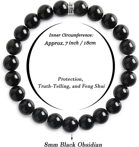 Miniatura 2 de BONNY BOXX Pulsera de piedras semipreciosas de 0.150.230.315 pulgadas (460.315 in) para hombres y mujeres, joyería