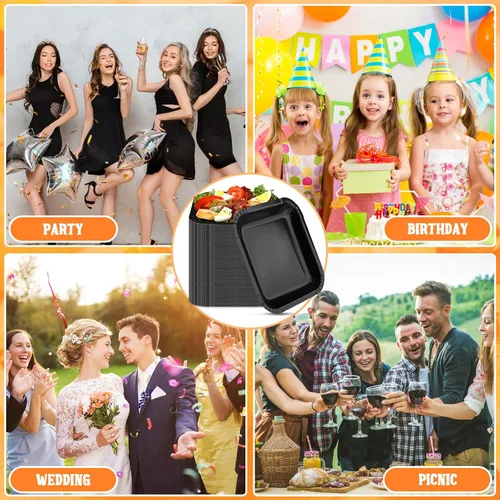Miniatura 4 de Mifoci 100 platos de papel desechables cuadrados de 9 pulgadas, platos de postre para aperitivos a granel, para servir pasteles para cumpleaños