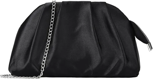 Miniatura 7 de Bolso de mano de noche plisado de satén con cremallera para mujer, elegante bolso formal para boda, baile de graduación, cóctel y fiesta