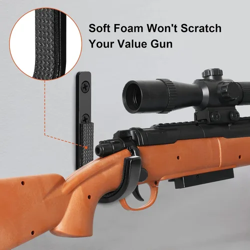 Miniatura 4 de GOHIKING Perchero de almacenamiento para rifles, ganchos para escopeta, ganchos de montaje en pared para cualquier rifles, escopetas, arco de tiro