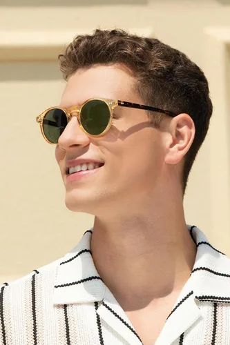 Miniatura 17 de CARFIA Gafas de sol redondas de acetato para hombre, polarizadas, protección UV, gafas de sol clásicas retro CA5289L