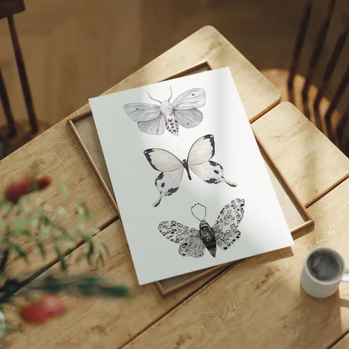 Miniatura 4 de Arte de pared de mariposas - Decoración de mariposas blancas y negras - Impresión artística de acuarela - 11 x 14 - Póster sin marco Negro & blanco