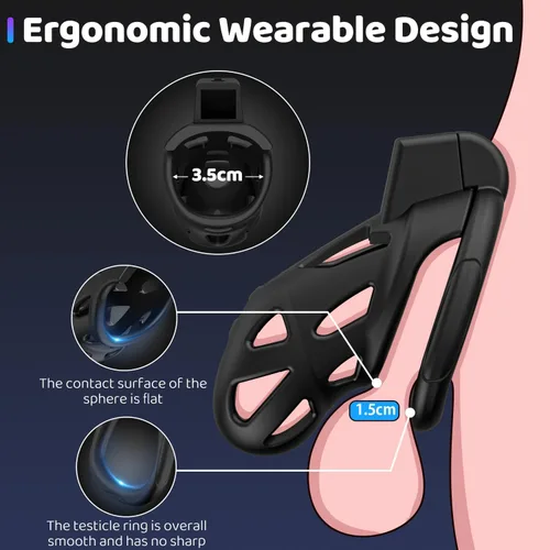 Miniatura 3 de Yivans Jaula de castidad masculina, jaula ligera de castidad para el cuerpo, resina segura para el cuerpo+jaula de pene ABS para hombres con anillo