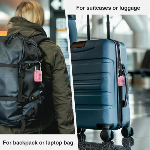 Miniatura 7 de Puroma Paquete de 2 cerraduras de equipaje aprobadas por la TSA, combinación de 4 dígitos, cerradura de código reiniciable con cuerpo de aleación