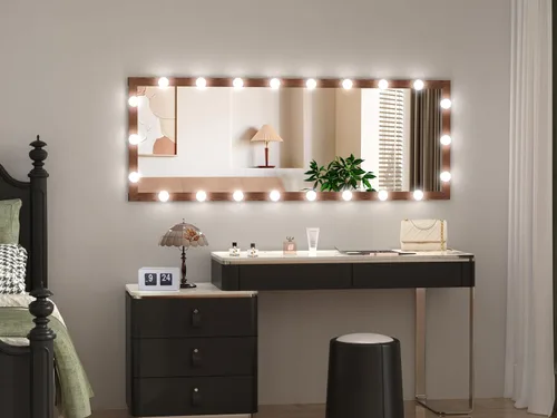 Miniatura 15 de ANYHI Espejo blanco de longitud completa con luces, espejo de cuerpo completo de 63 x 24 pulgadas con luz, 22 bombillas LED, 3 luces