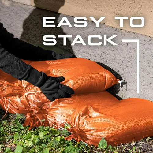 Miniatura 8 de (No fabricadas en China) Bolsas de arena resistentes para inundaciones, bolsas de arena vacías con cuerdas de amarre, protección UV 1600 horas, Verde