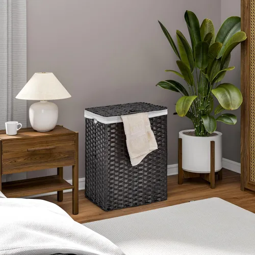 Miniatura 11 de Seville Classics Cesta de Lavandería Portátil Tejida a Mano Premium con Asas de Transporte, Almacenamiento Doméstico para Ropa, Ropa de Cama, Negro