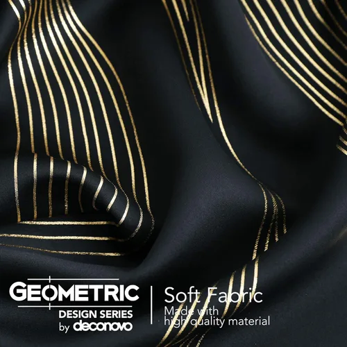 Miniatura 6 de Deconovo - Cortinas opacas con ojales y patrón estampado dorado, Negro/Onda, 52" de ancho x 84" de largo