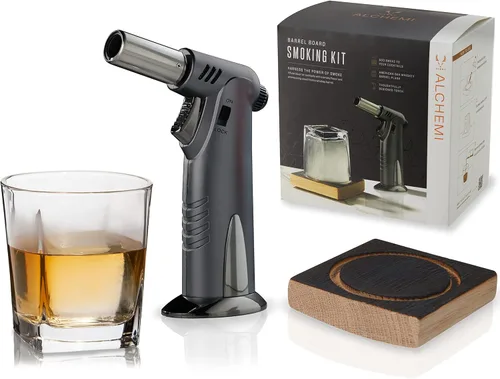 Miniatura 11 de Viski Alchemi - Kit de cóctel ahumado, juego de ahumador de bebidas con soporte de vidrio para ahumar, jarra de infusor, tapón de silicona, pellets
