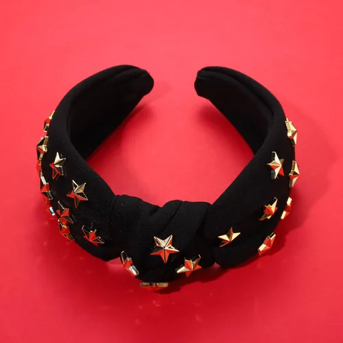 Miniatura 5 de ARATLENCH Diadema anudada con estrellas doradas y tachonadas con nudo en la parte superior ancha, diadema para Navidad, Año Nuevo, vacaciones
