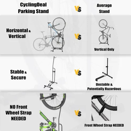 Miniatura 5 de CyclingDeal Soporte de Bicicleta para Piso - Soporte de Bicicleta Vertical y Horizontal - Soporte de Almacenamiento de Bicicletas - Soporte