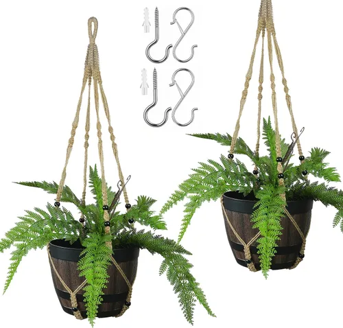 Miniatura 7 de Bouqlife Colgador de macramé grande de 43 pulgadas para macetas de 12 pulgadas, extra largo, sin borlas, cuerda de algodón, soporte para plantas