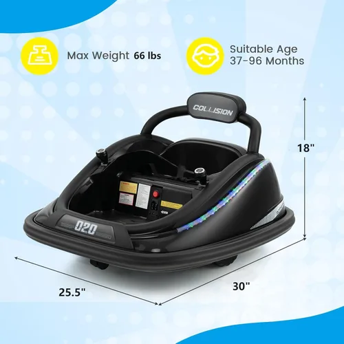 Miniatura 7 de OLAKIDS Coche chocador para niños pequeños, juguete eléctrico de 12V para niños con control remoto, vehículo a batería para bebé, rotación de 360