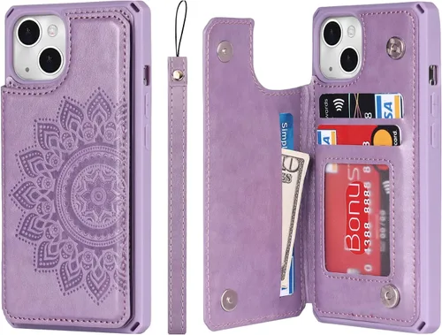 Miniatura 35 de Cavor para iPhone 13 Funda con Tarjetero iPhone 13 Funda Tipo Cartera, para iPhone 13 Funda para Hombres Mujeres, Fundas para iPhone 13 Funda