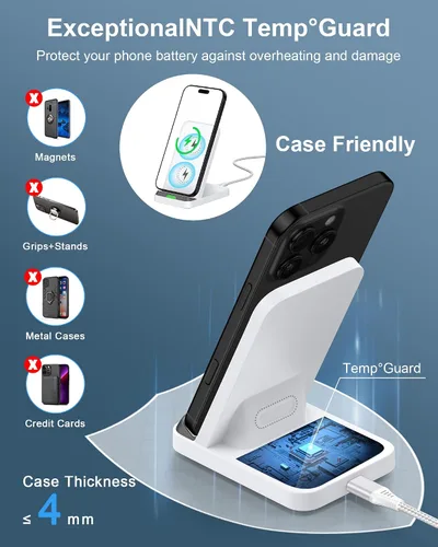 Miniatura 5 de Soporte de cargador inalámbrico para Google Pixel 10 Pro XL 10a 10Pro 9 9a 8 8a 7, Samsung Galaxy S26 S25 Ultra Plus S24 S23, estación de carga