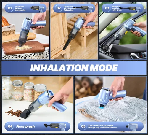 Miniatura 6 de Aspirador de mano inalámbrico portátil con 15000 PA, plumero de aire de 120 W, motor sin escobillas, mini aspiradora de automóvil para automóvil