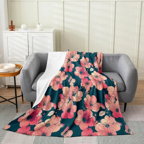 Miniatura 8 de Erosebridal Manta de rosa de 40 x 50 pulgadas, manta exótica de vellón floral de flores moradas para decoración de dormitorio, manta de franela