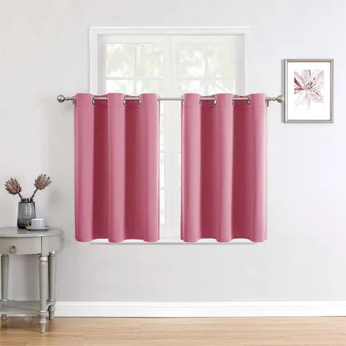 Miniatura 35 de ChrisDowa - Cortinas de cenefa pequeñas para cocina, cortinas cortas con ojales y aislamiento térmico para oscurecer la sala y habitación