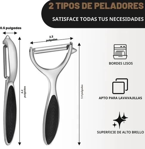 Miniatura 2 de TACGEA Pelador de Verduras para Cocina, Peladores de Papas para Frutas con Hoja Recta, Mango Antideslizante Duradero, Juego de 2