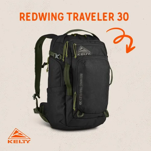 Miniatura 3 de Kelty Mochilas para viajeros Redwing, paquete de viaje para viajes de aventura Oliva quemada y negro