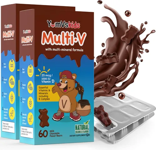 Miniatura 10 de YUM-V'S - Osos de chocolate masticables multivitamínicos para niños - Suplemento multivitamínico para niños - 16 vitaminas y minerales - Vitaminas