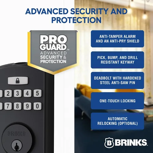 Miniatura 4 de BRINKS Cerraduras de Seguridad para Puerta, Entrada sin Llave de Alta Seguridad, Cerradura de Puerta Electrónica Inteligente con Cerradero, Hasta 50