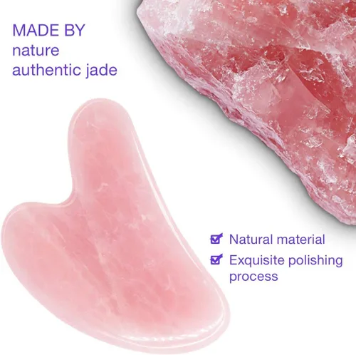 Miniatura 4 de Gua Sha - Herramienta de masaje de cuarzo rosa, herramienta facial de jade para cuello, cuerpo, spa, acupresión, raspado, masaje, tratamiento