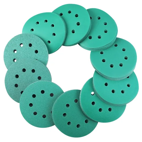 Miniatura 34 de WORKPRO Juego de discos de lija de 50 piezas – Papel de lija de 8 agujeros de 5 pulgadas, 5 grados, incluye 60, 80, 120, 240, 320 granos