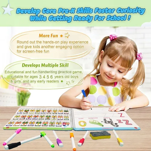 Miniatura 2 de ALIANFLY Actividad Educativa de Aprendizaje Preescolar - Libro de Trabajo Montessori para Preescolar, Actividad de Trazado de Práctica de Escritura