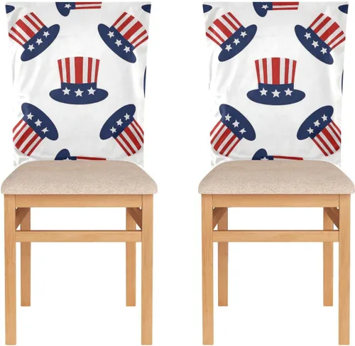 Miniatura 2 de 4th Of July Independence Day Red and Blue Top Hat Decorative Birthday Seat Cover for Classroom Chair for Bedroom Washable Cover for Chairs Dining