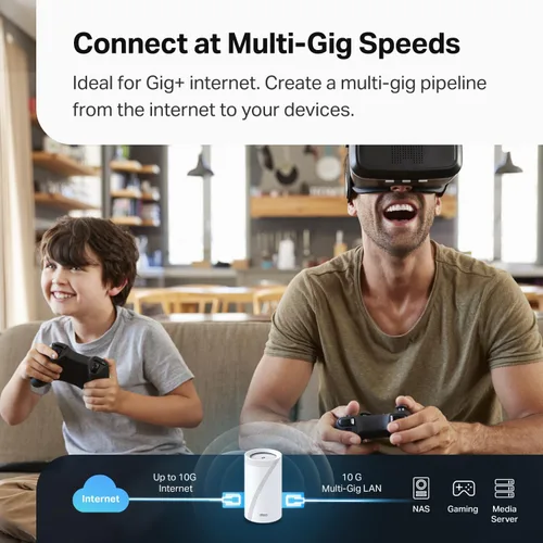 Miniatura 7 de TP-Link Deco 7 Elite BE85 Tri-Band WiFi 7 BE22000 Sistema de malla para todo el hogar - 2-Stream 22 Gbps, 2 puertos de 10G + 2 puertos de 2.5G