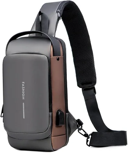 Bolso bandolera antirrobo, mochila de hombro, mochila ligera en el pecho con puerto de carga USB, apto para iPad de 9.7 pulgadas, Normal, Mochilas
