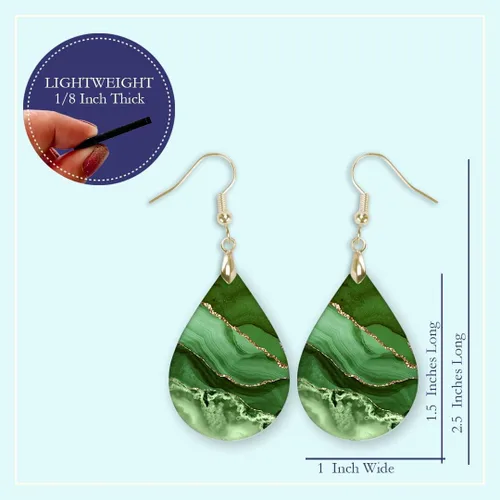 Miniatura 21 de Dangle Earrings for Women Colorful Dangling Drop Statement Jewelry Printed MDF Wood Teardrop Double Side Print Handmade by The Painted Pug