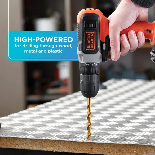 Miniatura 5 de BLACK+DECKER Kit de taladro inalámbrico de 20V MAX con batería, cargador, incluye broca de taladro de doble cara (BCD702C1)