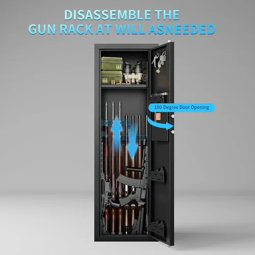 Miniatura 5 de KAER Caja Fuerte para Armas, Caja Fuerte para 16 Rifles y Pistolas, Caja Fuerte Biométrica de Gran Capacidad para Rifles, Armario para Armas